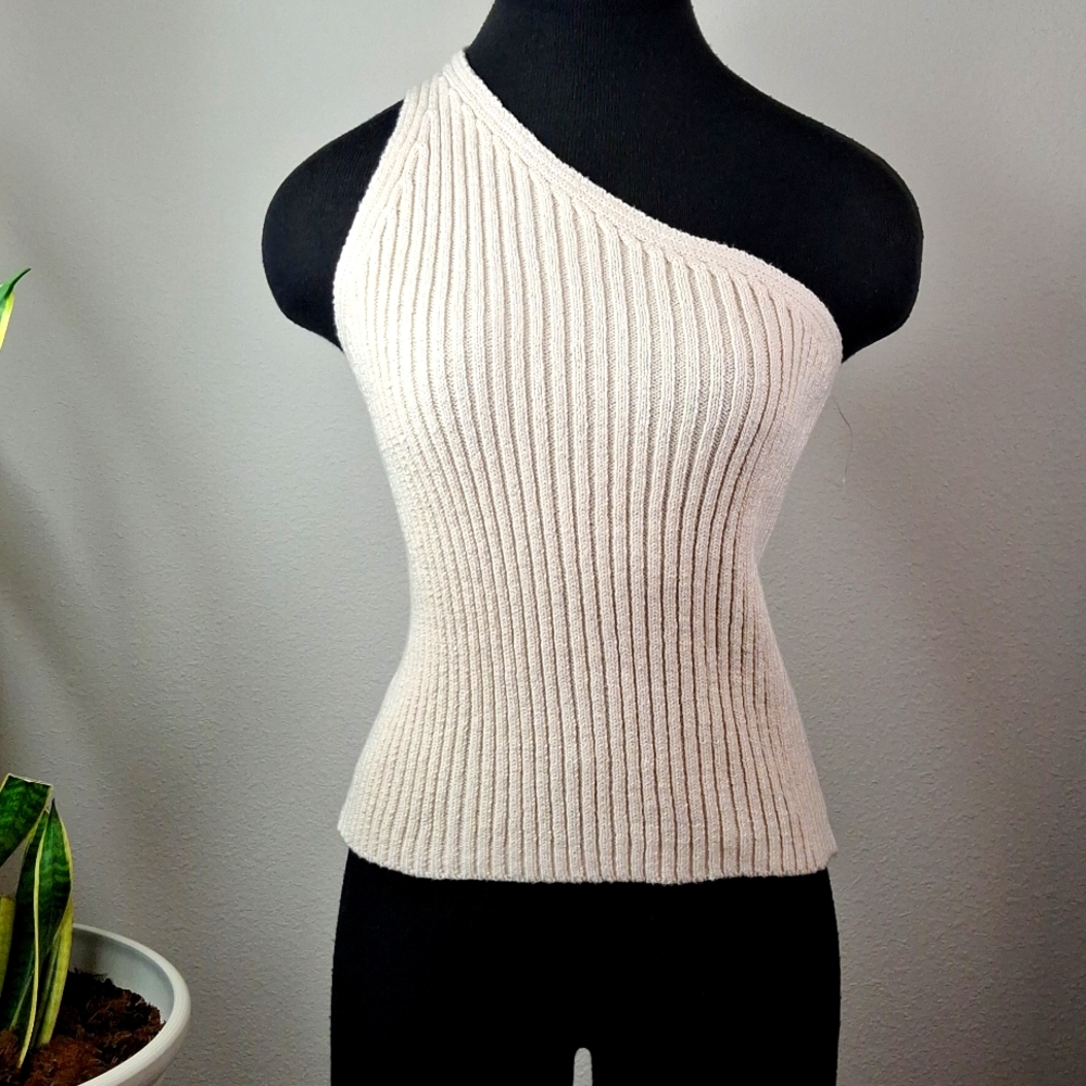 NWT Revolve One Grey Day Women's Ribbed Knit One Shoulder Tank size L